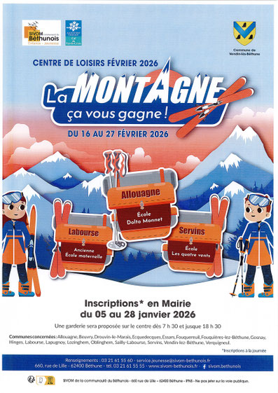 Inscription : Centre de loisirs – Février 2026 : La montagne ça vous gagne !